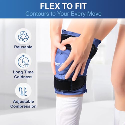 APEXUP Ice Pack for Knee Pain Relief, Large Reusable Wrap After Surgery, Flexible Gel Cold Pack for Injuries, Pain Relief for Back, Shoulder, Elbow, Ankle and Leg (Navy Blue, XXL, 2PK) - size: 2X-Large-2PK, style: Navy Blue