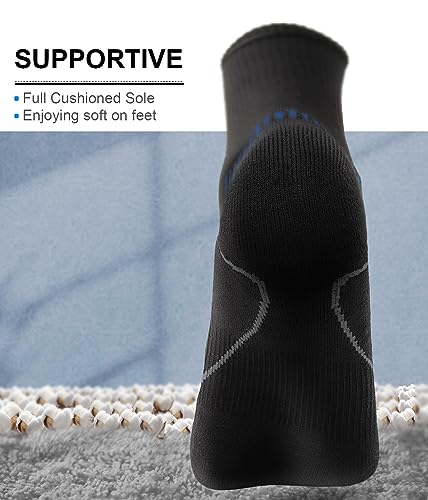 BULLIANT Men 6-Pack Athletic Compression Crew Socks for Running Gym Sports - color: Black 3712, size: 8-10