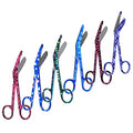 Bandage Scissors 5.5" Long Set of 6 Nurse Vet Tech Gift Made of Stainless Steel with Colorful Patterns First Aid Used For Cutting Gauze Tape Clothing Bandages Vet Wrap Adhesive Removal (Set 1) - style: Set 1