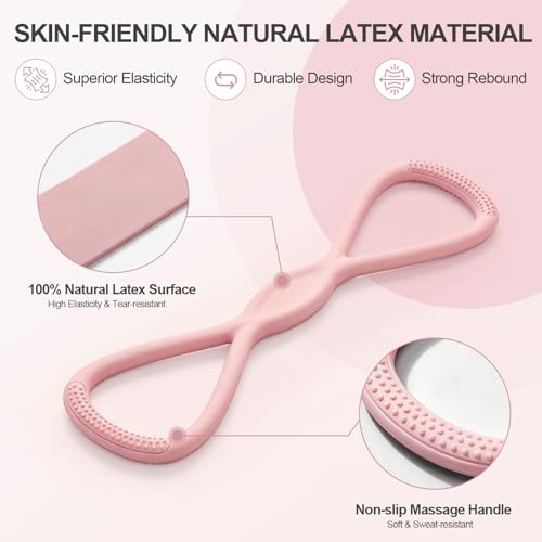 RYAOLELY Figure 8 Resistance Band, Exercise Band for Physical Therapy, Yoga Pilates Home Workout, Portable Fitness Band with Anti-Slip Grip - color: 15LB Pink