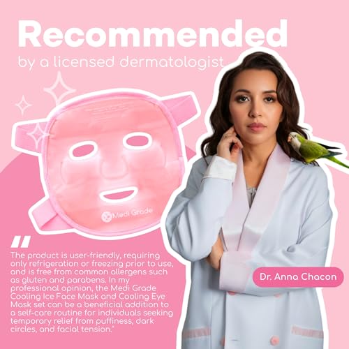 Medi Grade Face Ice Pack and Cooling Eye Mask Set, ChillGel Gel Mask, Pink - color: Pink