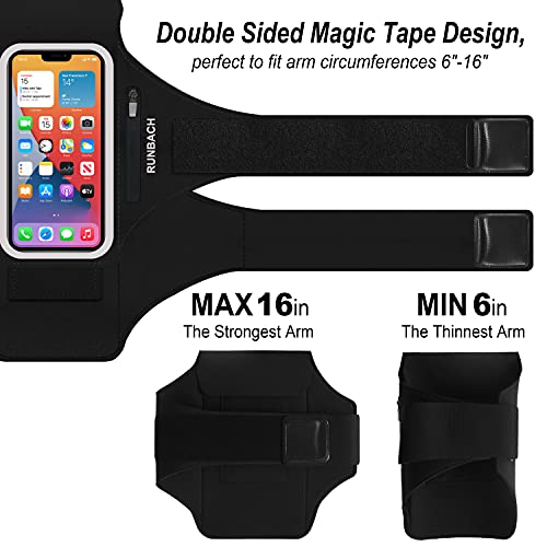 Armband for iPhone 17 Pro Max/16 Pro Max/16 Plus/15 Pro Max/15 Plus/iPhone 14,13,12,11 Pro Max/XS Max,Water Resistant Sport Armband with Zipper Slot for Airpods and Keys (Black) - color: Black