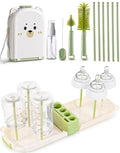 Travel Bottle Cleaner kit, 7in1 Baby Toddler Travel Essential Silicone Bottle Brush Set, Nipple, Drying Rack, Straw, & Breast Pump Cleaning, Soap Dispenser & Organizer Case, Gift Mom - color: Green