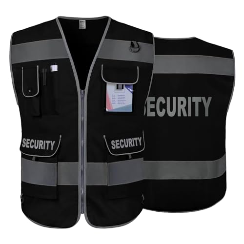 TCCFCCT Security Vest for Security Guard 9 Pockets Safety Vest, Black S - color: Black-bison 09, size: Small