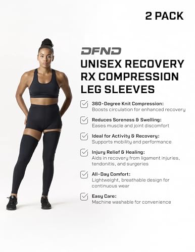 DFND Unisex Recovery Rx Compression Leg Sleeves (2 Pack) – For Injury Relief, Recovery & Enhanced Performance – Made in USA - size: XX-Large