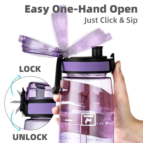 Fanhaw 32 oz Clear Plastic Water Bottle, Chug Lid, Amethyst - color: Amethyst