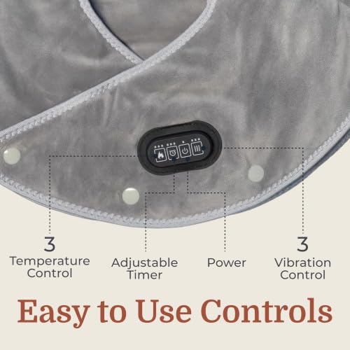 Callixe TheraWrap | Cordless Heating Pad for Neck, Shoulders, and Upper Back | Cervical Electric Massager with Instant Heat and Vibration for Pain Relief & Deep Relaxation | Ideal Gift for Mom & Dad