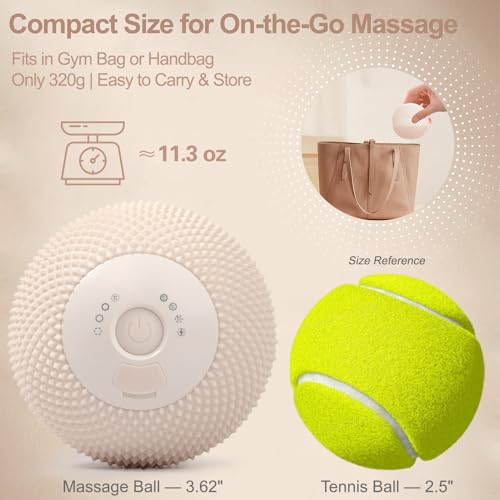 Vibrating Massage Ball with Heat, 7 Modes, 3.6 Inch, Apricot - color: Apricot