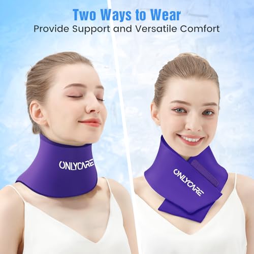 ONLYCARE Neck Ice Pack Wrap Gel - Upgraded Shoulder Ice Packs for Injuries Reusable, Hot and Cold Compress Ice Packs for Neck, Relief of Pain, Swelling, Sprains, Office Pressure - color: Purple