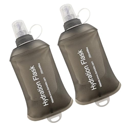 WILDREEDS 250ml Soft Flask, TPU Collapsible Soft Water Bottle for Hydration Pack, Running Vest, Folding Water Bottle for Hiking Cycling Climbing-2Pcs, Grey - color: 2pcs, 250ml Grey