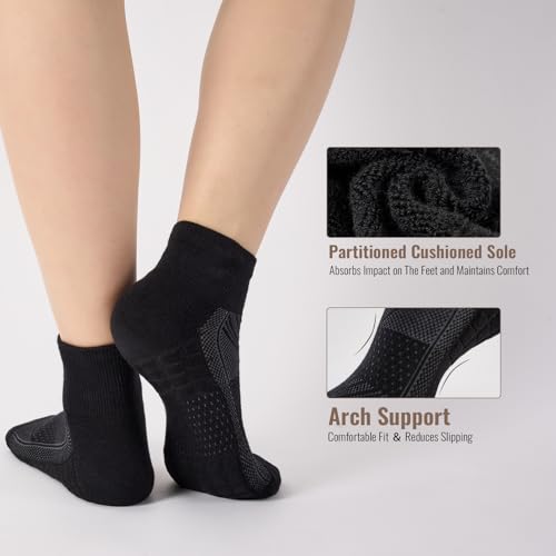 Ankle Socks Women White Black, 6/12 Pairs Running Quarter Socks - color: Black, size: 5-8