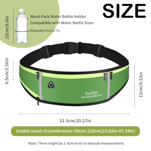 SooGree Men Women Running Belts,Slim Sport Belts,Waterproof Running Fanny Pack,Waterproof Running Waist Packs with Reflective Strip,Runner Belt for Running Walking Cycling Camping Gym (green) - color: green