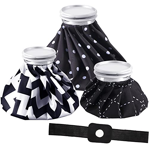 Nuanchu 3 Pcs Reusable Ice Bags for Injuries, Plaid, Black - size: Black, style: Plaid