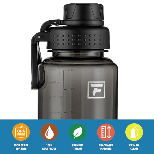 Fanhaw 32oz Clear Plastic Water Bottle with Fast-Flow Lid, Black - color: Black