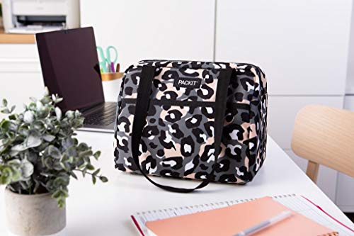 PackIt Freezable Hampton Lunch Bag, Wild Leopard Gray - color: Wild Leopard Gray
