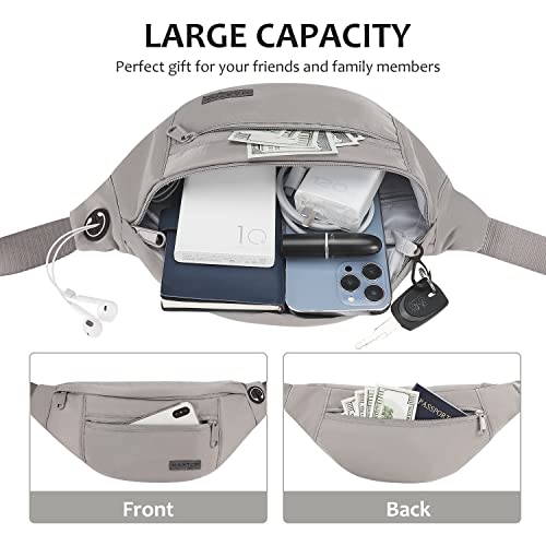 MAXTOP Small Cross body Bag Shoulder Fanny Pack for Women Men - color: Gray(Washed Nylon with Gray Zipper), size: Large