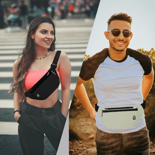 Fanny Pack for Women Men,Crossbody Water Resistant Sports Waist Bag Pack - color: 1pack-beige