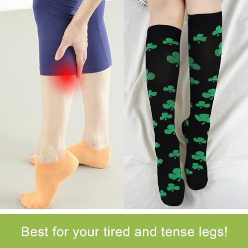 Junely Compression Socks for Women Knee High Socks Funny - color: A2-stpatricks01