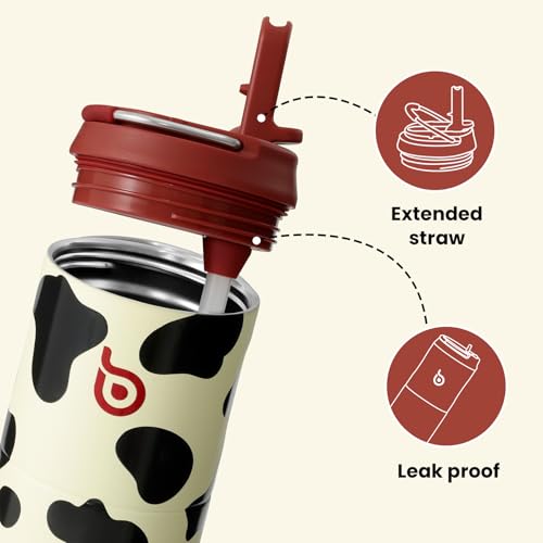 BOTTLE BOTTLE Insulated Water Bottle 24oz with Straw Lid and Handle Sports - color: Cow