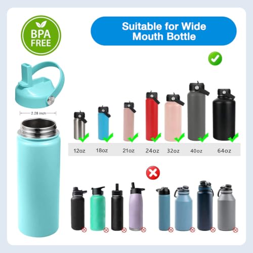 Straw lid for Hydroflask Wide Mouth Water bottle,Flex Straw Lid compatible with Hydro Flask 12 16 18 20 32 40 64 oz,Sports Straw Cap Flip Top Lid Water Bottle Lid Accessories… - color: Blue 2