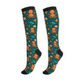 Patterned Knee High Socks for Women Men Athletic Running Travel Work - color: Ocean Octopus Marine