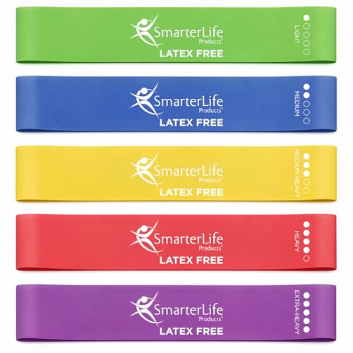 SmarterLife Resistance Bands Set of 5 Extra Wide Latex-Free Exercise Bands