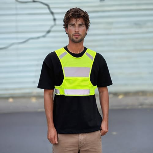 Reflective Vest Safety Running Gear - High Visibility Vest with Pocket for Running, Biking, Walking, Women & Men - color: Neon Yellow, size: X-Large