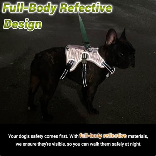 Escape Proof Dog Harness, No Escape No Pull Reflective Dog Harness with Durable Handle, Adjustable Heavy Duty Vest for Small Medium Large Dogs, Walking and Training (Blue,L) - color: Blue, size: L (Pack of 1)