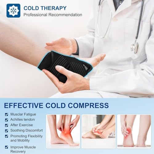 Ankle Ice Pack Wrap with Compression – Reusable Cold Gel Pack for Foot and Achilles, Dual Strap Design with Soft Plush Lining, Flexible Cold Therapy for Ankle Support - 2 Packs - style: 2 Packs