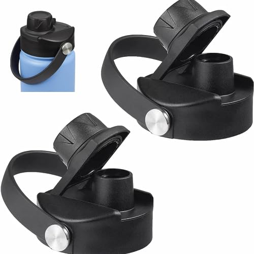 Lid for Hydro Flask 32 40 oz Wide Mouth, Replacement Lids Compatible with Hydro Flask Wide Mouth Water Bottle, Top Spout Lid with Handle, Wide Mouth Lid Chug Cap Accessories - color: Black - 2 Pack