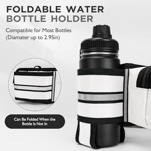 Fanny Pack for Women Men with Water Bottle Holder,Waist Bag for Hiking,Travel,Running,Dog Walking,Workout,Cycling (White) - color: White
