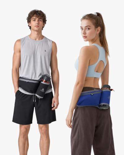 Fanny Pack with Water Bottle Holder, RFID Blocking Running Belt Bag - color: Blue