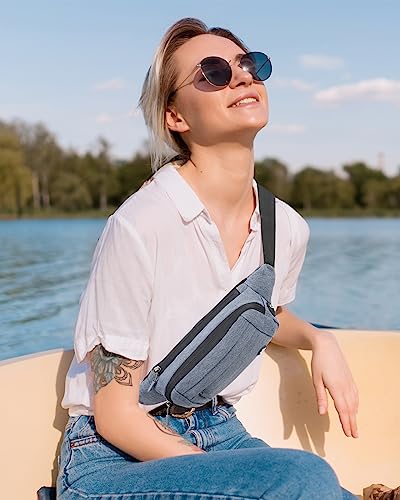 WATERFLY Small Fanny Pack Crossbody Lightweight Waist Bag for Woman Man - color: Blue