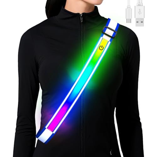 Reflective Sash Gear for Walking at Night,Flashing LED Reflective Belt Safety Lights for Walkers Night Dog Walking Biking Running,High Visibility Rechargeable With Wear 2 Ways for Men Women - color: Blue