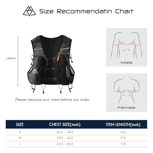 Haimont 10L Trail Running Hydration Vest with Soft Flasks - color: Black, size: Medium