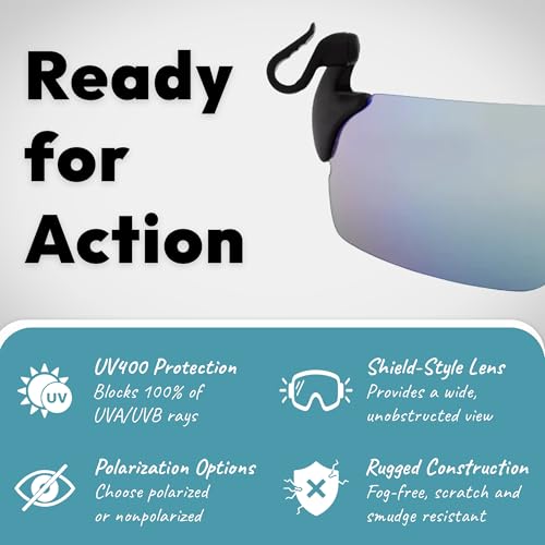 UNDERDOG Rocky Clip-On Hat Sunglasses, Polarized & Non-Polarized, 2 Sizes - color: Ocean Blue