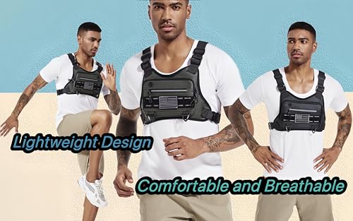 Chest Bag For Men and Women Water Resistant Running Vest Tactical Chest Bag Pack for Sports Outdoor (Black)