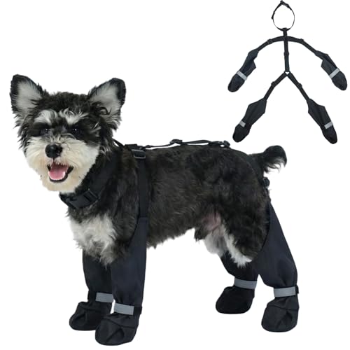 Dog Boots with Suspenders for Rainy & Snowy - color: Black, size: Small