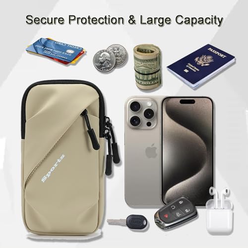Cell Phone Armbands Running Phone Holder Armband, Phone Holder for Walking, Shoulder Holster Phone Purse Crossbody Bag Phone Pouch (Khaki) - color: Khaki