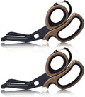 MEUUT Trauma Shears with Carabiner 7.5 Inch 2-Pack Medical Scissors - color: Coffee/Black+coffee/Black