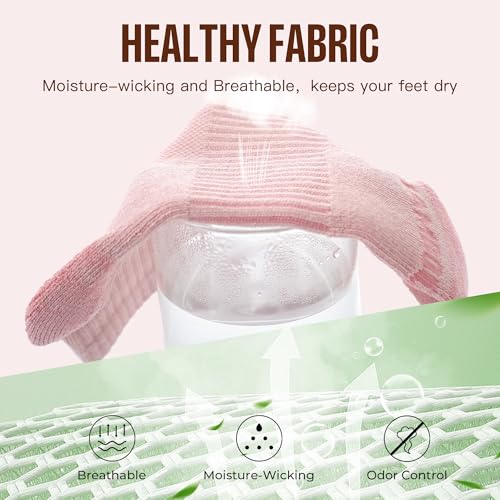 BAMBOO COOL Athletic Ankle Socks Womens Moisture-Wicking 5/6 Pairs - color: Black*1,white*1,gray*1,khaki*1,pink*1, size: Large