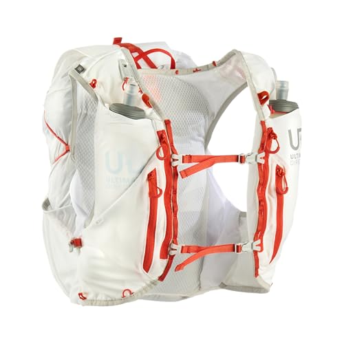 Ultimate Direction Adventure Vest | 17 Liter Capacity Hydration Pack for Running, Hiking & Fastpacking - Includes 2 Soft Flasks - color: White, size: Small