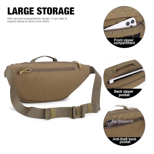 Mardingtop Tactical Fanny Pack for Men Military Crossbody Waist Belt Hip Bag for Outdoor Travel,Hiking,Running,Walking,Fishing,EDC - color: Khaki