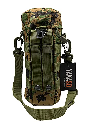 Tactical Molle Water Bottle Holder Pouch Hydration Carrier Bag Tactical EDC Water Bottle Carrier with Detachable Shoulder Strap for Hiking Camping Outdoor Sport Travel - color: Jungle Digital