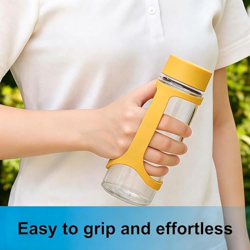 2 Pack Water Bottle Accessories Carrier Grip, Non-Slip Silicone Handle Strap Makes Any Bottle Handheld, Soft Band Holder for Gym During Workouts (Khaki 2pcs) - color: Khaki 2pcs