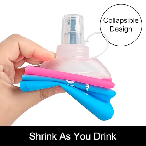WILDREEDS 250ml Soft Flask, TPU Collapsible Soft Water Bottle for Hydration Pack, Running Vest, Folding Water Bottle for Hiking Cycling Climbing-1Pcs, Pink to Blue - color: 250ml Pink to Blue