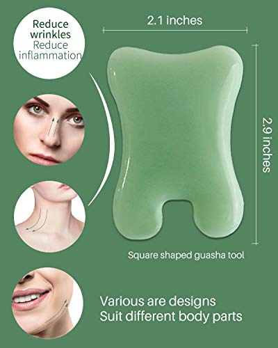MoHern 4 Pcs Gua Sha Massage Tools for Face and Body, Light Green
