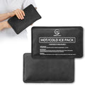 2 Pack Reusable Ice Packs for Injuries - Soft Ice Pack with Velvet Soft Fleece Fabric | Flexible Hot and Cold Gel Ice Pack Set- Cold Packs for Injuries, Knee, Back, Neck Pain - 10 x 6, Black - color: Black