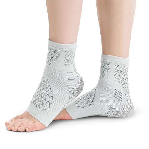 INDEEMAX 2 Pack Ankle Brace & Ankle Compression Sleeve for Women Men - color: Grey, size: Small