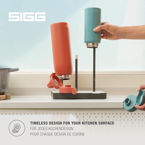 SIGG - Elara Bottle Drainer - Non-Slip - Waterproof drip Tray - Scratch-Free Rubberised Holders - BPA-Free & Dishwasher Safe - Swiss Design - Made in the EU - Grey - color: Gray